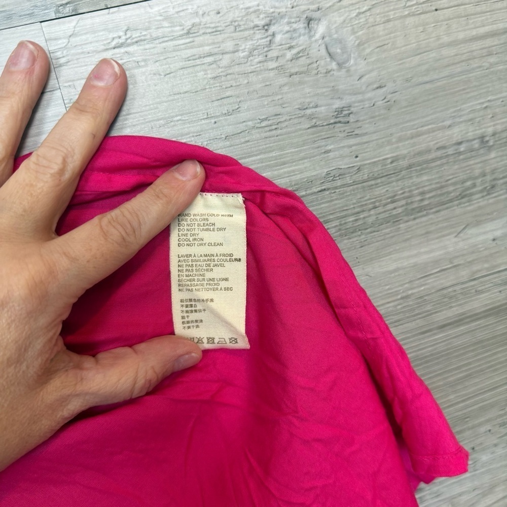 NWT Anthropologie Let Me Be Fuchsia Pink V-Neck Babydoll Mini Dress - Large - Picture 9 of 10